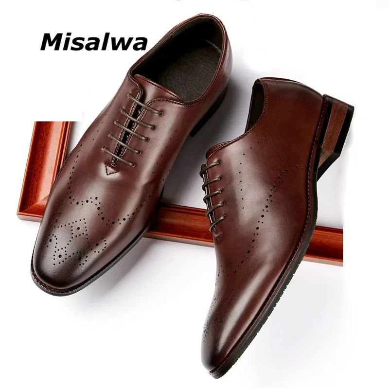 Misalwa Туфли-броги для мужчин из искусственной кожи Модные Формальные туфли