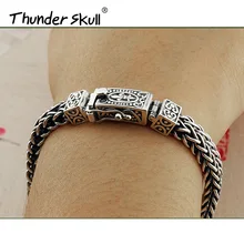 Настоящее серебро 925 проба браслет мужские женские браслеты Ретро панк Рок змея тайское модное серебро ювелирные изделия подарки