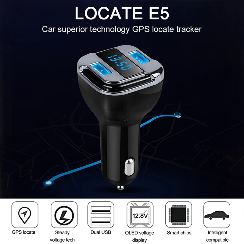 Cheap Locate E5 Car Charger Car GPS Location Tracker Locator Dual USB