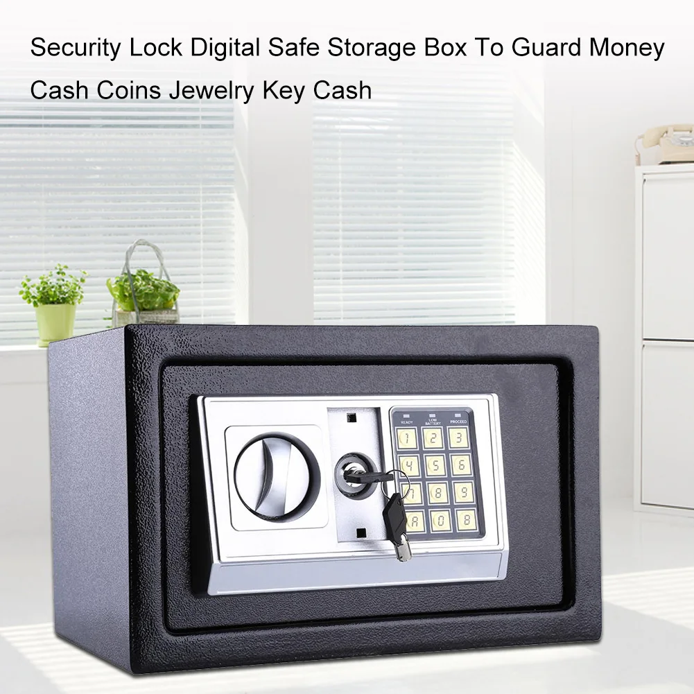 Caja de almacenamiento de seguridad Digital, 6,4l, para guardar dinero en efectivo, joyas con monedas, llave