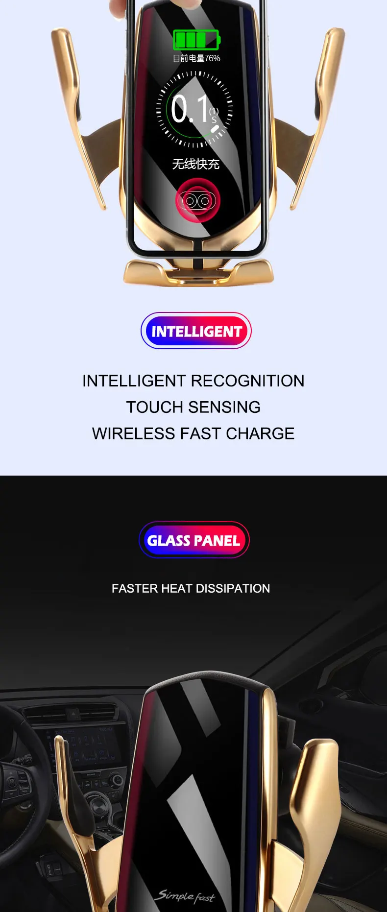 Kimsenko автоматическое зажимное 10 Вт инфракрасное быстрое крепление для зарядки автомобиля Беспроводное зарядное устройство держатель телефона для Iphone XR XS для huawei P30Pro