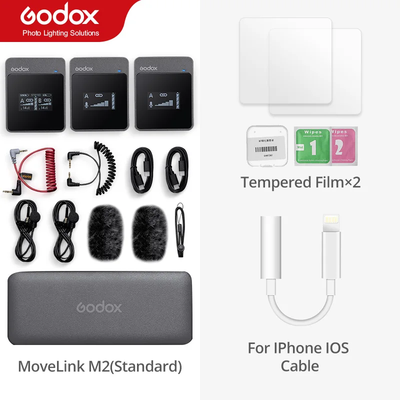 Godox MoveLink M1 M2 Wireless Lavalier Microphone Transmitter Receiver for Phone DSLR Camera Smartphone 2.4GHz Wireless Mic 