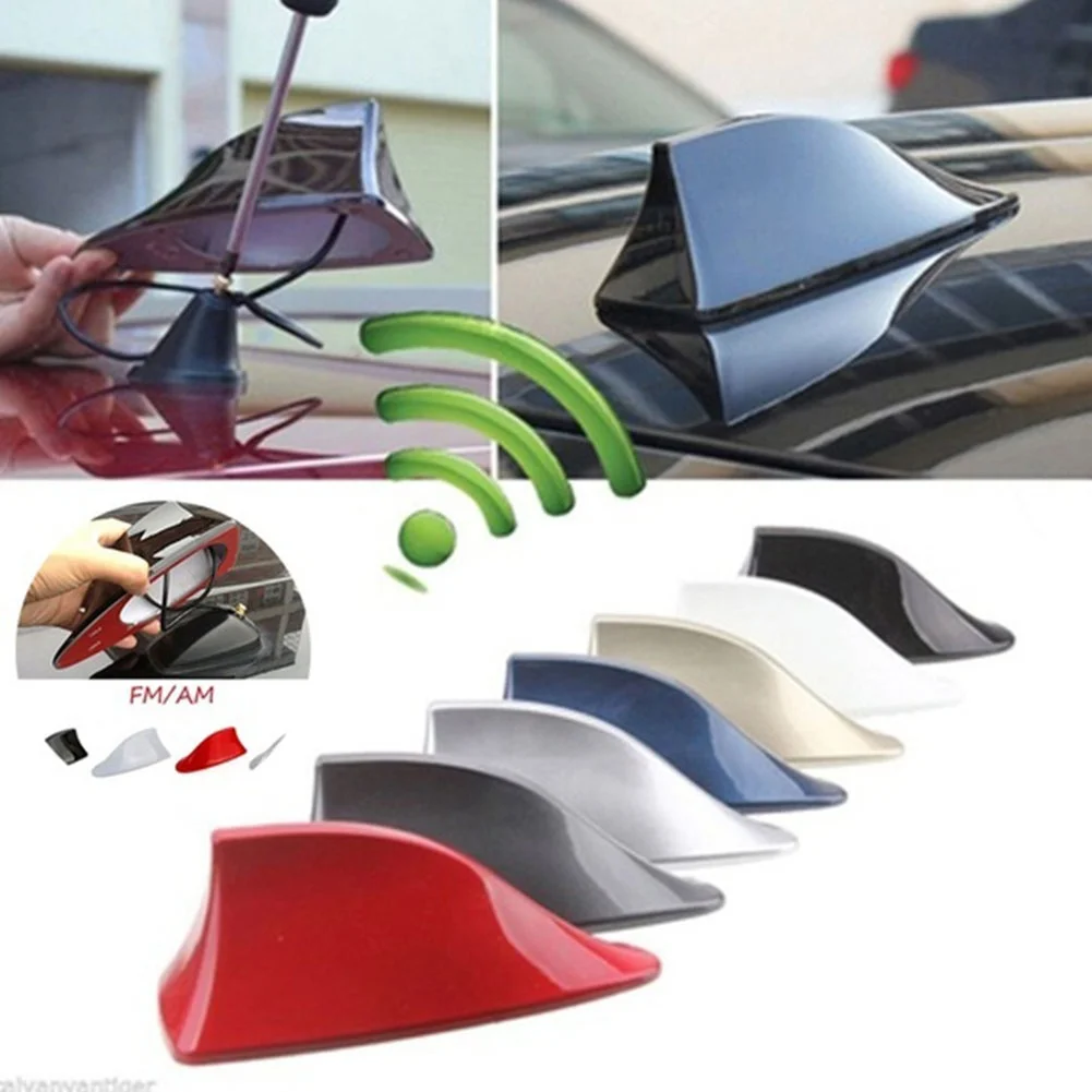 Universal Car Roof Shark Fin Decorative Aerial Antenna Cover Sticker Base  Roof Carbon Fiber Style For BMW/Honda/Toyota