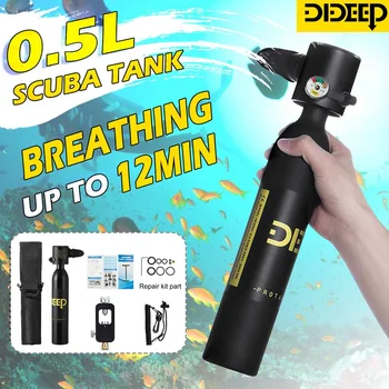 

DIDEEP 300PSI Scuba Diving Cylinder 0.5L Mini Oxygen Tank Set Dive Respirator Air Pump for Underwater Breath Diving Equipment