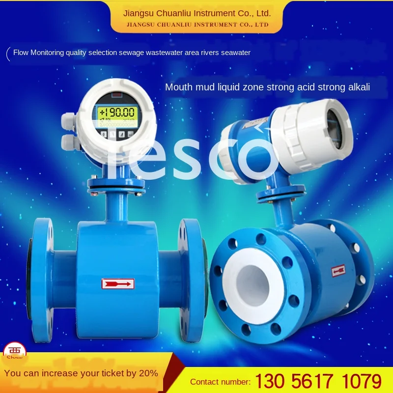 

Electromagnetic Flowmeter Water Liquid Electronic Digital Display Pipeline Type High Precision Sensor Sewage DN50/100/200