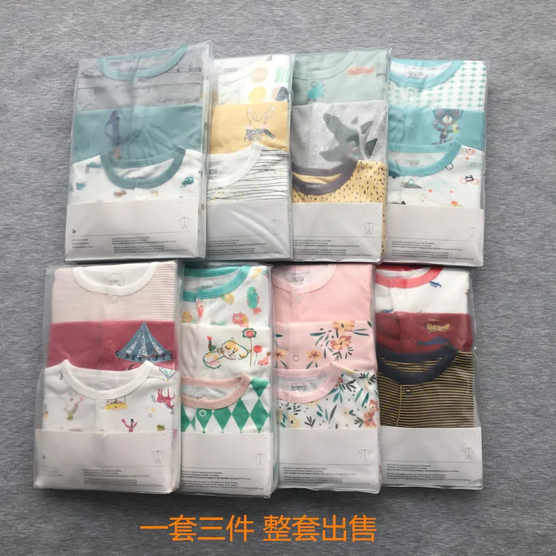 

Infant One-piece Month Baby Feet 0-12 Bundle Pure Cotton Romper Handbag Wear Long Sleeve Pajamas Europe And America HEATTECH