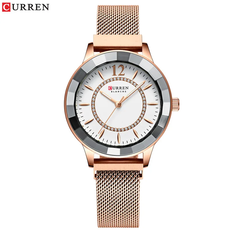 CU906603 without box CURREN женские часы Топ Бренд роскошные золотые женские водонепроницаемые часы сетка браслет из нержавеющей стали модные женские наручные часы 9066 - Цвет: CU906603 without box