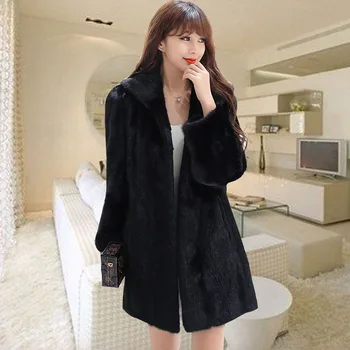 

Simulation Fur Coat Large Size ImitationWater Velvet Jacket Female Long Section Thick Winter 2019 Fashion J11021