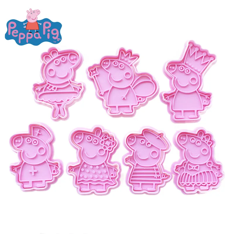 Peppa Pig Cookie Cutter 3d Cartoon Cute Push-type Baking Accessories Bakery Tools Kitchen Supplies Halloween Party Decoration