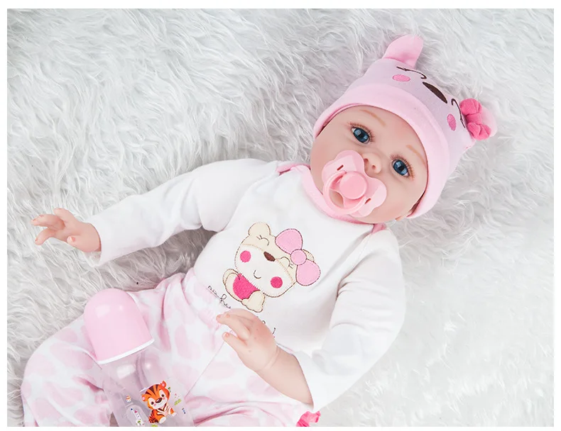 55cm Simulation Baby Dolls Cute Silicone Soft Lifelike Toy For Girl Boy Birthday Gift Handmade Design Cloth Reborn Baby Doll