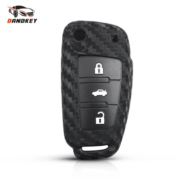 

Dandkey 10pcs Flip Carbon Fiber Cover For Audi A3 A4 B7 B6 B8 A6 C5 C6 Q5 Q7 A4L Car Silicone Key Case Keychain Fob 3 Buttons