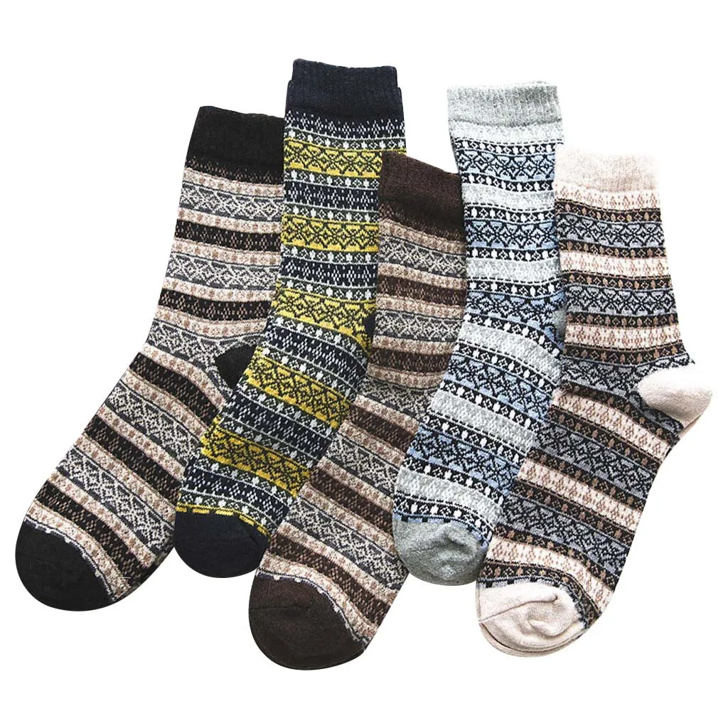 5 пар, женские повседневные зимние теплые модные толстые шерстяные винтажные цветные вязаные мягкие носки Harajuku, дизайнерские цветные носки