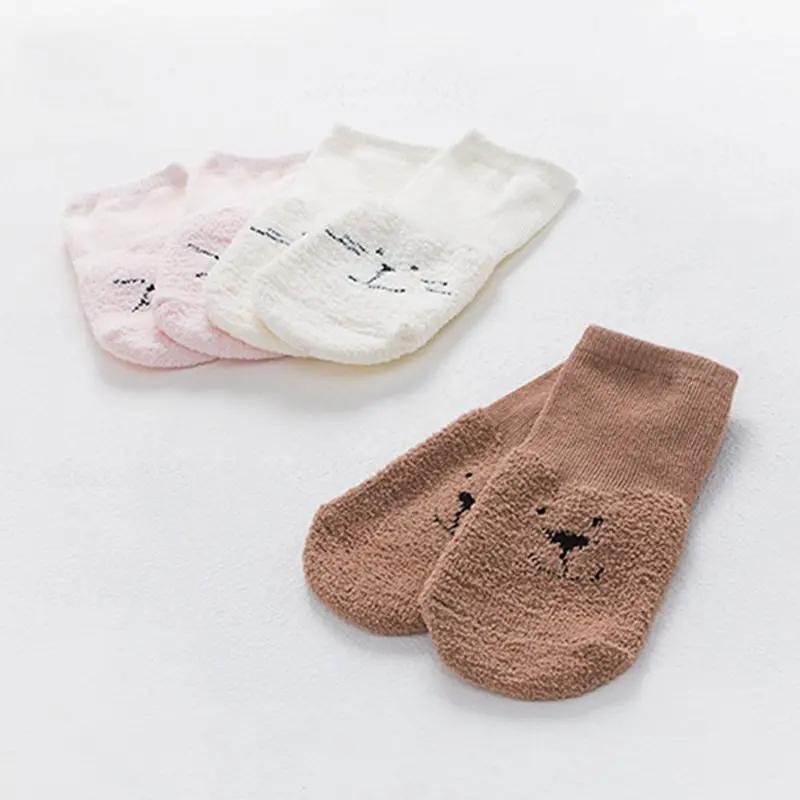 Non-slip Baby Socks New Autumn Winter Coral Fleece Socks Animals Printed Thicken Warm Toddler Boy Girls Floor Socks Infant Sock