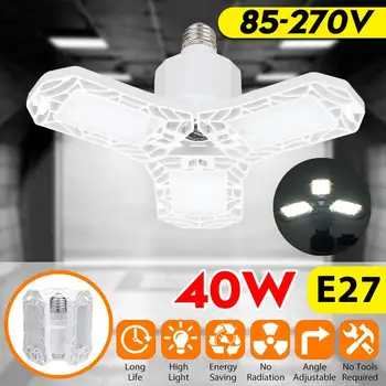

Super Bright Industrial Lighting E27 40w Foldable Fan Blade Led Garage Light Deformable 110V/220V 2835 Workshop High Bay Lamp