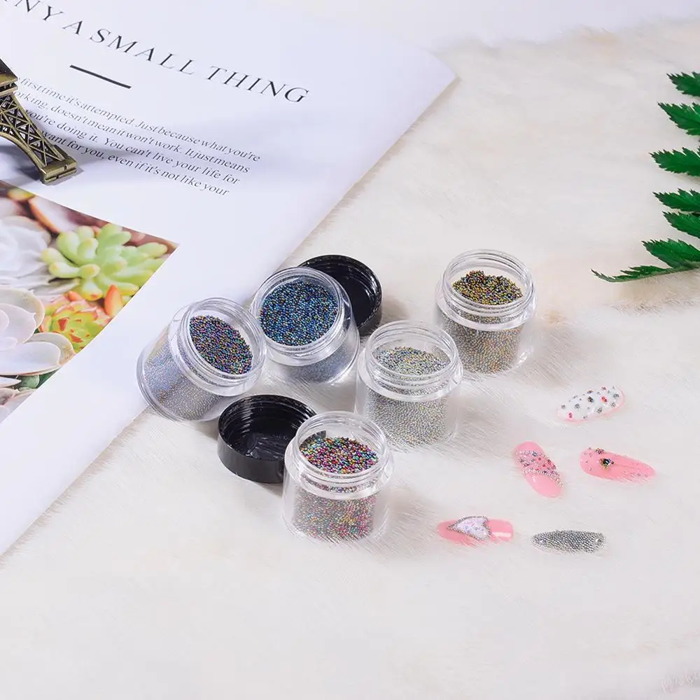 DIY 3D Nail Art Decoration Mini Round Glass Beads Tiny Caviar Nail Beads