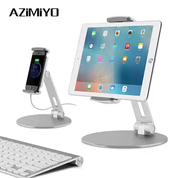 

AZiMiYO Rotatable Aluminium Stand Desk Holder for ipad air 1/2 mini 1/2/3/4 pro 9.7 10.5 12.9 Foldable Tablet Holder