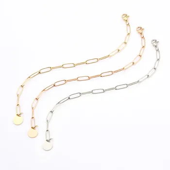 

Stainless Steel Long O Chain Round Pendant Bracelets For Women Anklet Leg Bracelet pulseras mujer