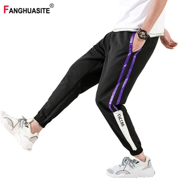 

2020 Spring Men's Harem Pants Street Clothing Letter Printing Stitching Hip Hop Sports Pants Black Beam Feet Casual Trousers K01