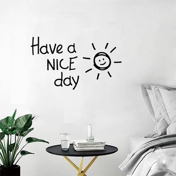 

Creative Have A Nice Day Lovely sun vinyl Wall Sticker Black&Gold Color Home Decorative Ornaments For Kids Room Bathroom