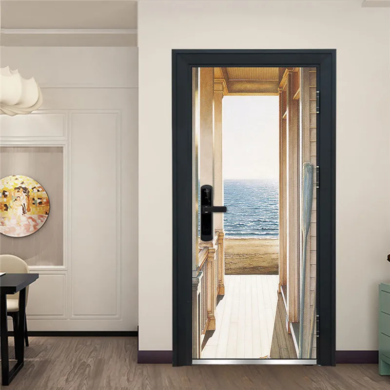 Модная Имитация 3D наклейка на дверь современный дизайн спальня ванная комната балконные обои для двери Украшение дома ремонт ПВХ Фреска - Цвет: DZMT022