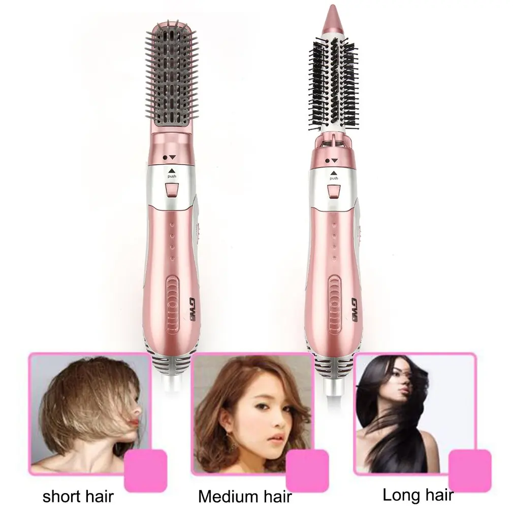 1200W 2 in 1 Multifuntional Hair Dryer Adjustable Hair Straightener Comb & Curling Hair Comb Rapid Heat Pink Hair Styling Dryer