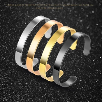 

FYSARA Luxury Simple Style Lover Couple Jewelry Stainless Steel Rose Gold Color Bracelets Bangles For Women Men Cuff Open Bangle