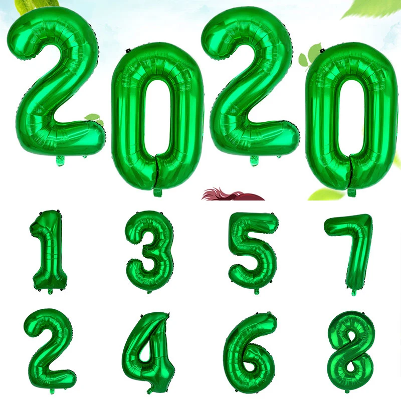 32 40 дюймовые воздушные шары из фольги с зеленым номером 0 1 2 3 4 5 6 7 8 9 гелиевый