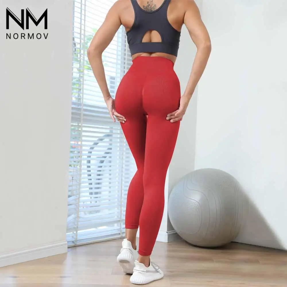 NORMOV Women Fashion Leggings High Waist Gym Clothing Elasticity Pants Workout Push Up Sexy Sports Fitness Leggings Women black leggings