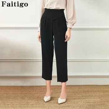 

Korean High Waist Solid Ankle-length Pencil Trouses Women Bottoms Autumn Elegant Slim Office Ladies Long Pants