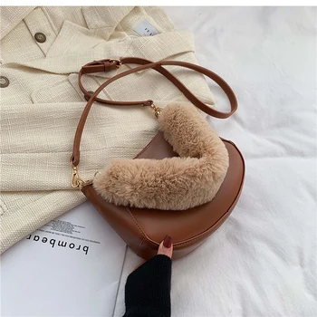 

women winter novelty small black brown burgundy one shoulder bag for female vintage crossbody bag