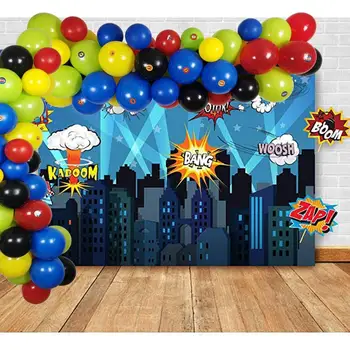 

Superhero Party Balloons Arch & Garland, Birthday Balloons Kit for Kids Birthday 1st 2nd 3rd 6th Party Supplies.