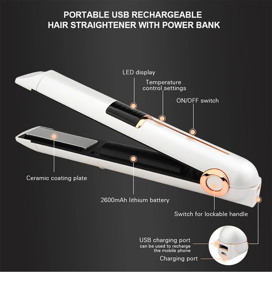 Беспроводная профессиональная плойка для завивки волос, мини USB портативная палочка для завивки волос с функцией зарядки, инструмент для укладки волос