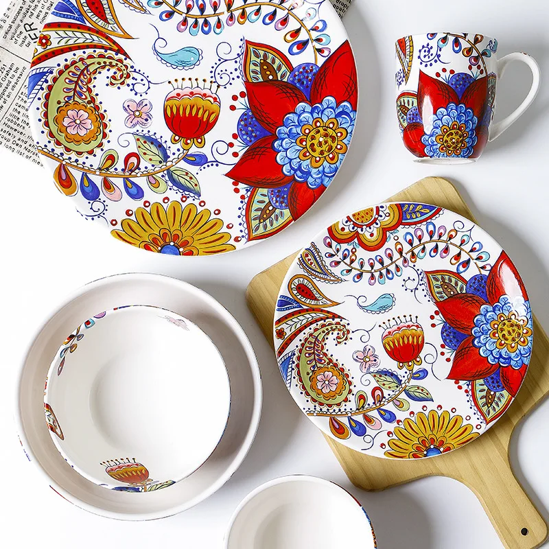 Tableware Ceramic Dinner Plate Set Dish 8/10 Inch Porcelain Cute Dessert Dinnerware Western Steak | Дом и сад