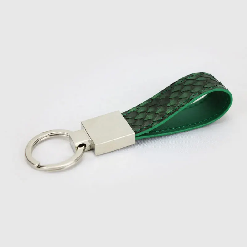 

Custom Keychain Top Quality Luxury Real Snake Leather Keychain Car New Design Genuine Python Leather Metal Keychain For Men
