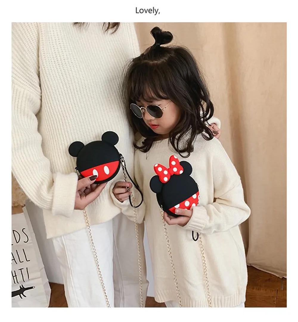 MOONBIFFY/кошелек с рисунком Минни Микки Мауса для девочек, кошелек Kawaii, мини-кошелек на молнии, силиконовый чехол для хранения ключей для наушников