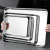Kitchen Rectangle Stainless Steel Food Storage Serving Trays Sausage Noodles Fruits Dish Restaurant Hotel Metal Dinnerware Plate 1