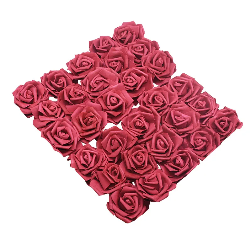 20 шт./лот 8 см искусственные цветы ПЭ пена Роза поддельные бутоны для дома Свадебные цветы невесты украшение букетов - Цвет: F08 Burgundy