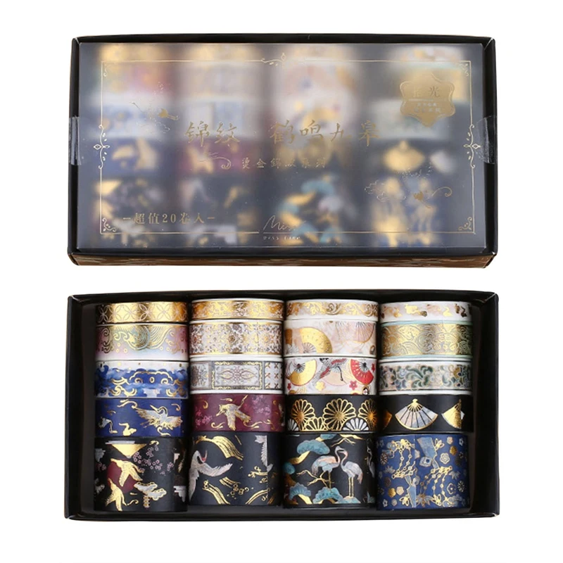 decoración de Regalos navideños Obras de Arte café decoración Artesanal Vintage Washi Tape para diseño Cinta Adhesiva Decorativa para álbumes de Recortes Olymajy Washi Tapes Set de 20 Rollos 