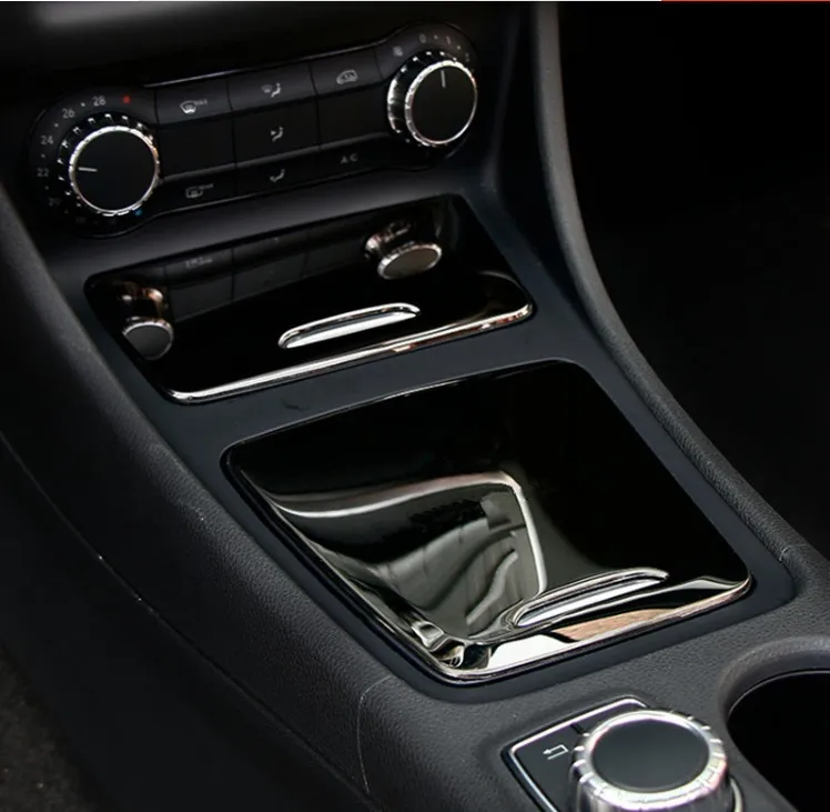 Черная консоль декоративная отделка из нержавеющей стали Кондиционер коробка для хранения CD панель защитные полоски для Mercedes Benz GLA CLA класс - Название цвета: A