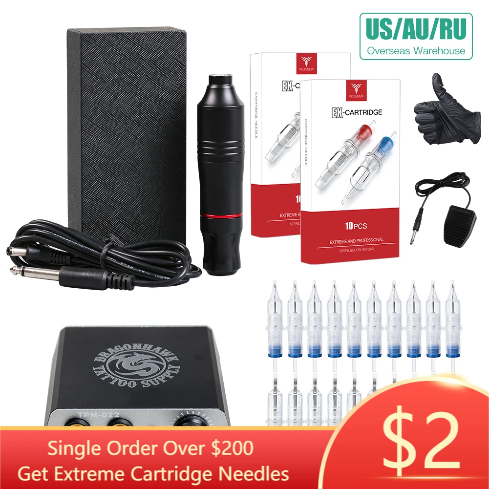 Полный набор для тату ручки мощный мотор Перманентный макияж мини блок питания