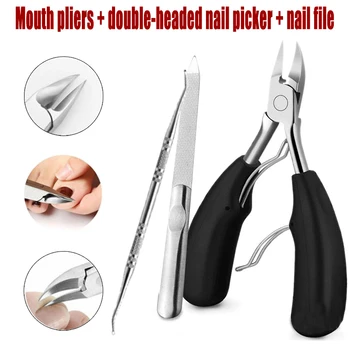 

3pcs Professional Manicure Nail Clippers Set Stainless Steel Toe Nail Lifter Clipper Set Manicure Tool