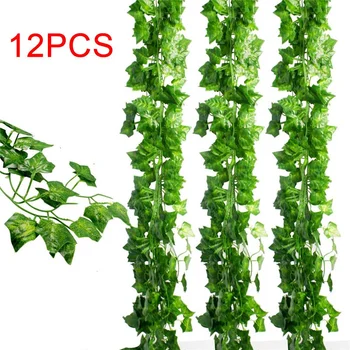 

12pcs 2M Simulation Plants Green Ivy Leaf Fake Grape Vine Artificial Flower String Foliage Leaves Home Wedding Garden Decoration