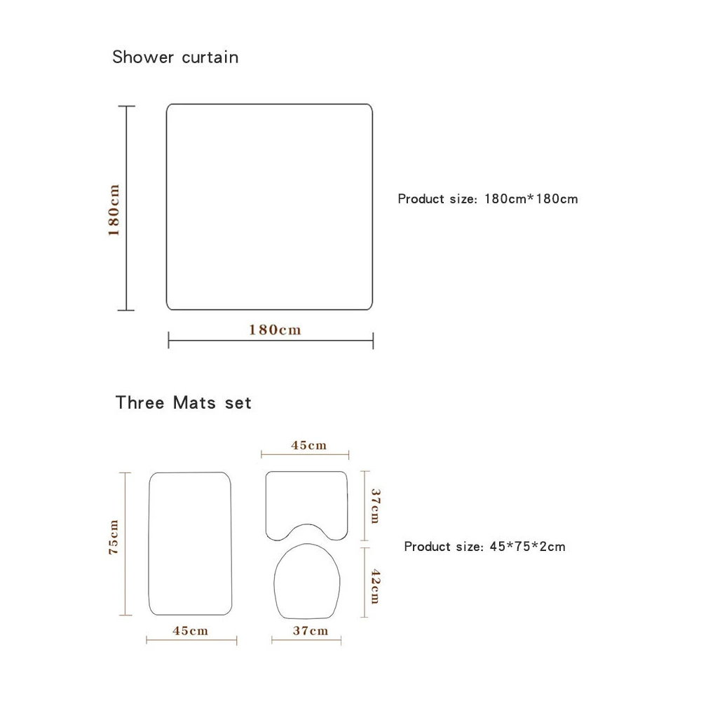 4 шт. Водонепроницаемая Рождественская душевая занавеска в комплекте из полиэфирной ткани, комплект для ванной комнаты с душевой занавеской, коврик для унитаза, нескользящий коврик
