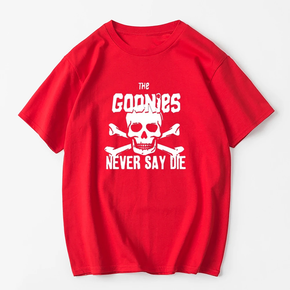 Креативный дизайн с черепом футболки надписью Never Say Die Goonies мужские изображением