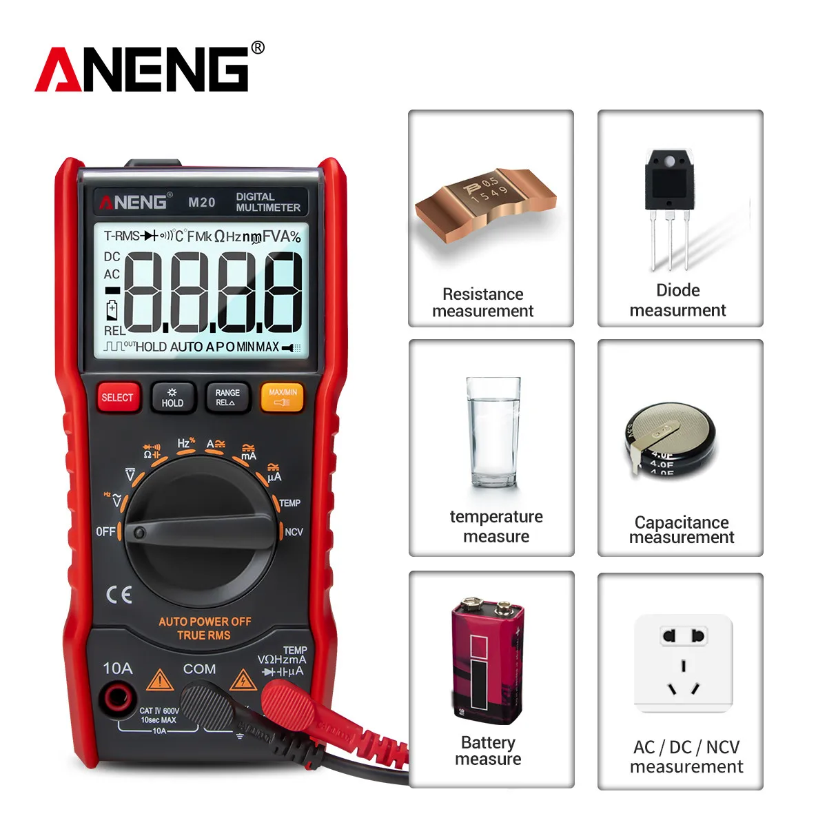 ANENG M20 мультиметр цифровой 6000 тестер multimeter щупы для мультиметра esr meter токовые