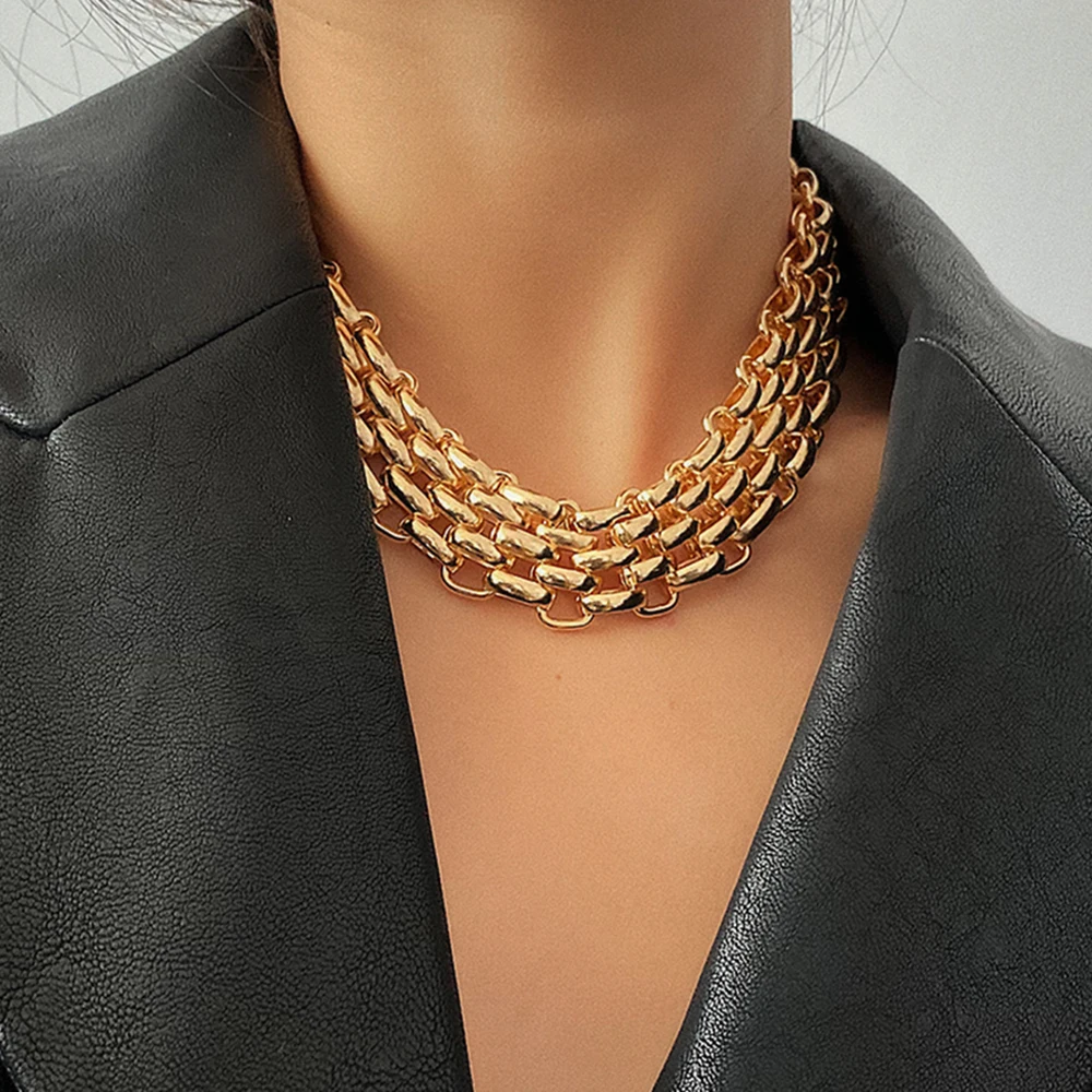 Purui Punk Chunky Chain Choker Necklace 
