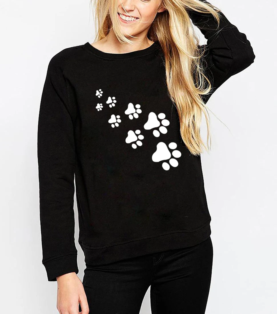 Hoodies Women Kawaii Cat Paws Print Sweatshirt 2020 Spring Women Hoodies Fleece High Quality Tracksuit Cartoon Cute Hoodie S-XXL