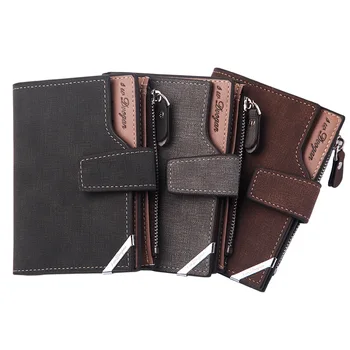 

2020 New Korean Casual Men's Wallet Short Vertical Locomotive British Multi-function Card Bag Zipper Buckle Triangle Folding