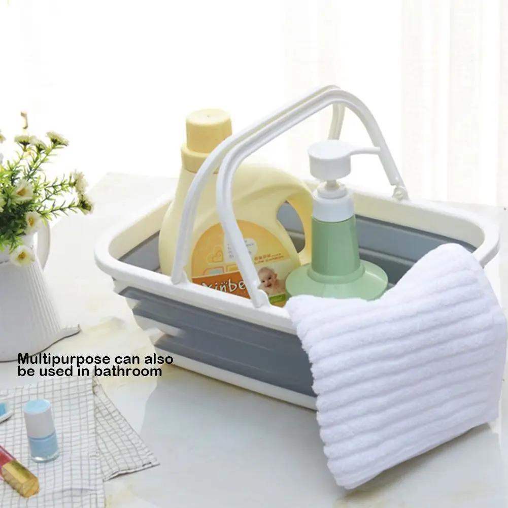 Collapsible Basket Vegetable Fruits Washing Basin Folding Plastic Square Bucket Water Storage Cleaning Tools Laundry Basket