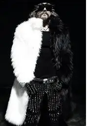 Мужское длинное пальто из искусственного меха Роскошные вечерние пальто из искусственного меха высокого качества зимний пушистый мех утепленное Пальто Куртка с отворотом Y781 - Цвет: R2 black and white